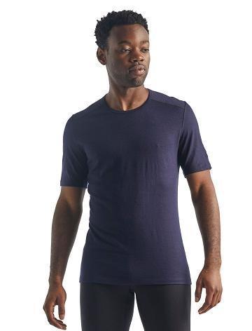 Men's Icebreaker Merino 200 Oasis Short Sleeve Crewe Thermal Top Base Layers Midnight Navy | CA 1559JPQJ